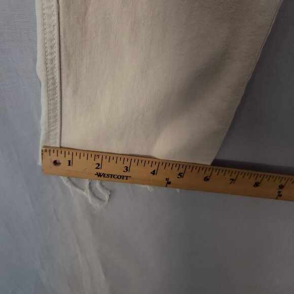 MOTHER High Waisted Rascal Ankle Fray Jeans Womens 27 Chalk It Up Ivory Stretch - Picture 9 of 16